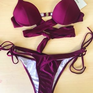 Wrap top bikini with cups